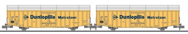 L260160 - 2-tlg. Set großräumiger Güterwagen, Hbbks, DB, "Dunlopillo", Ep.IV (mittel)