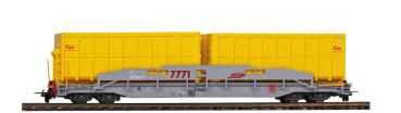 Preview: 2290 121 - RhB Sl 7771 ACTS-Tragwagen mit Mulden "Montalta"
