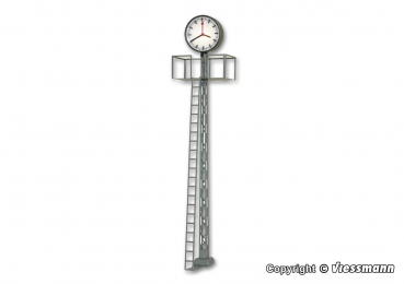 H0 Beleuchtete Bahnhofsuhr auf Gittermast, LED weiß, Höhe: 70 mm, Best.Nr V5081