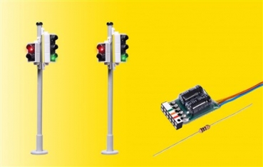 H0 Verkehrsampel mit Fußgängerampel und LEDs, 2 Stück, Best.Nr V5095