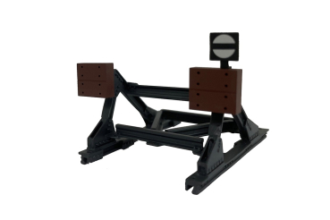 55065 - Prellbock A m. Holzplatte, Messing fertig montiert