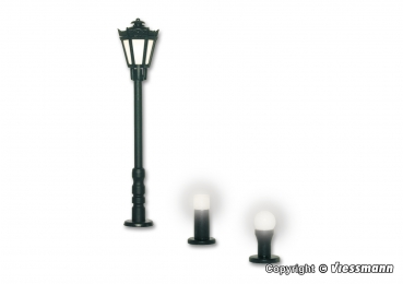 H0 Gartenleuchten-Set, 3 Leuchten, schwarz, Best.Nr V6160