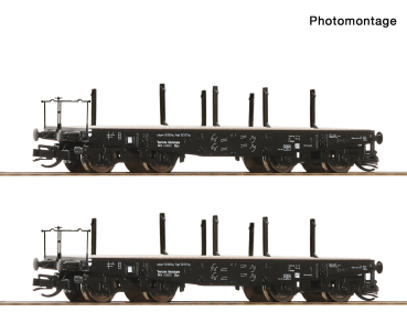 6680034 - 2-tlg. Set: Schwerlast-Flachwagen, DRG