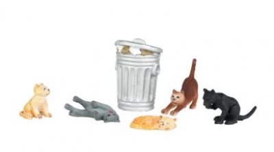 33107 - HO Cats with Garbage Can