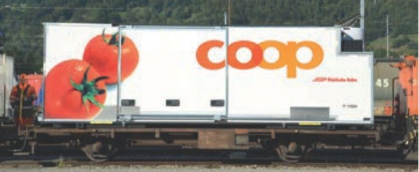 2269 120   RhB Lb-v 7881 mit Coop-Kühlcontainer Y 11604 Tomate