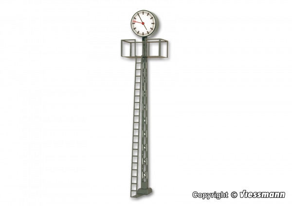 H0 Beleuchtete Bahnhofsuhr auf Gittermast, LED weiß, Höhe: 110 mm, Best.Nr V5082