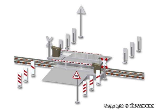 H0 Bahnschranke mit Behang, vollautomatisch, Best.Nr V5104