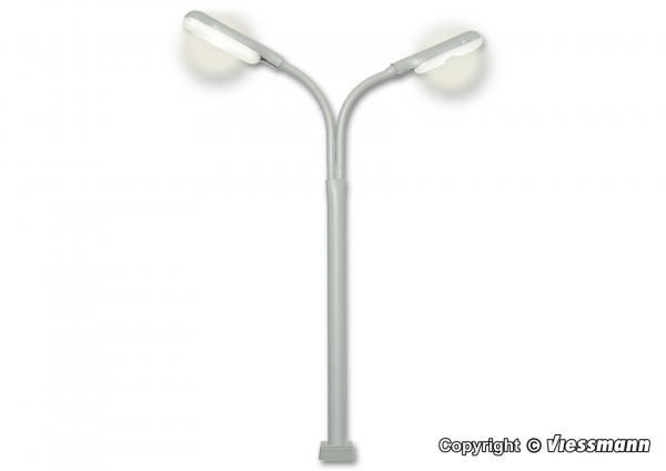 H0 Peitschenleuchte doppelt, Kontaktstecksockel, 2 LEDs weiß, Best.Nr V60951