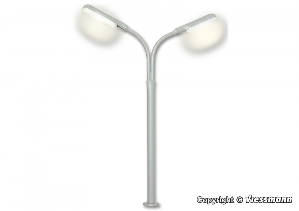 H0 Bausatz Peitschenleuchte, doppelt, LED weiß, Best.Nr V6723
