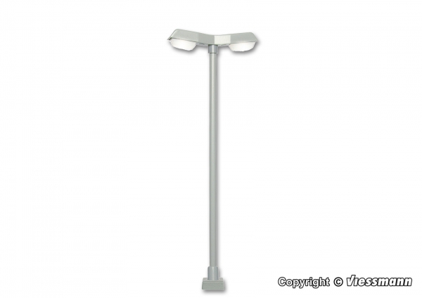 H0 Straßenleuchte modern, doppelt, Kontaktstecksockel, 2 LEDs weiß, Best.Nr V60971