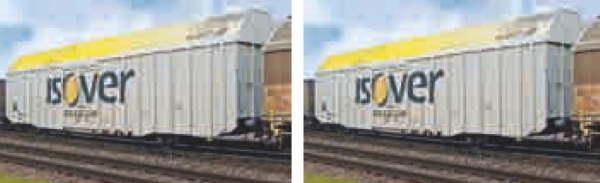 L260157 - 2-tlg. Set großräumiger Güterwagen, Hbbks, DB, "isover", Ep.V (16,7m)