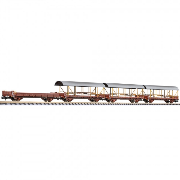 L260126 - 4-teiliges Set 2-achsige Autotransportwagen, Bauart Lkls-tv der BLS Ep.IV