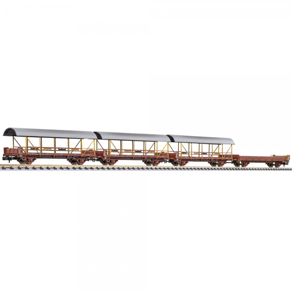 L260127 - 4-teiliges Set 2-achsige Autotransportwagen, Bauart Lkls-tv der BLS Ep.IV