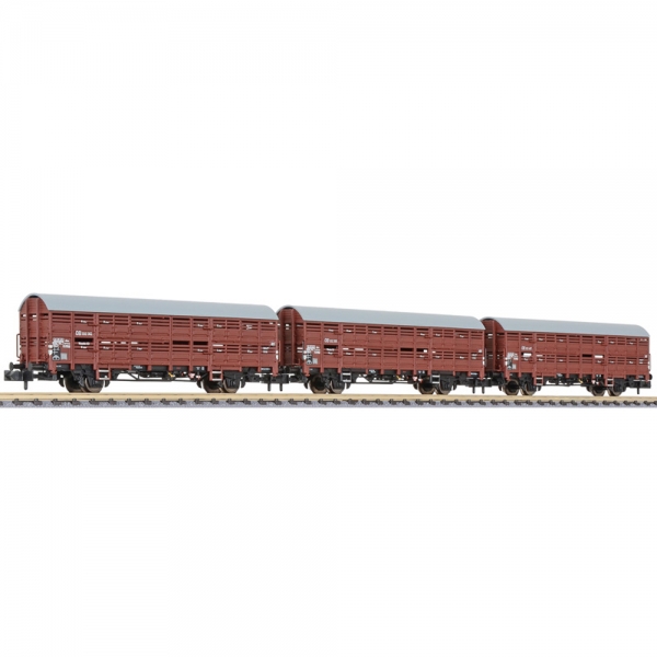 L260140 - 3-tlg. Set Verschlagwagen, Vlmms 63, ohne Bühne, DB, Ep.III