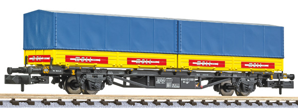 L265224 - Containertragwagen, DB, Lgjs 571.1, 440 4 668-1, mit 2 Wechselpritschen "MOLL Spedition", Ep.IV