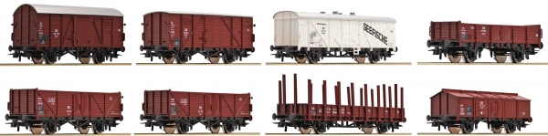 44002 -  8-teiliges Set Güterwagen, DB Ep.III