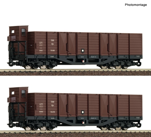 6640004 - 2-tlg. Set: Offene Güterwagen, ÖBB